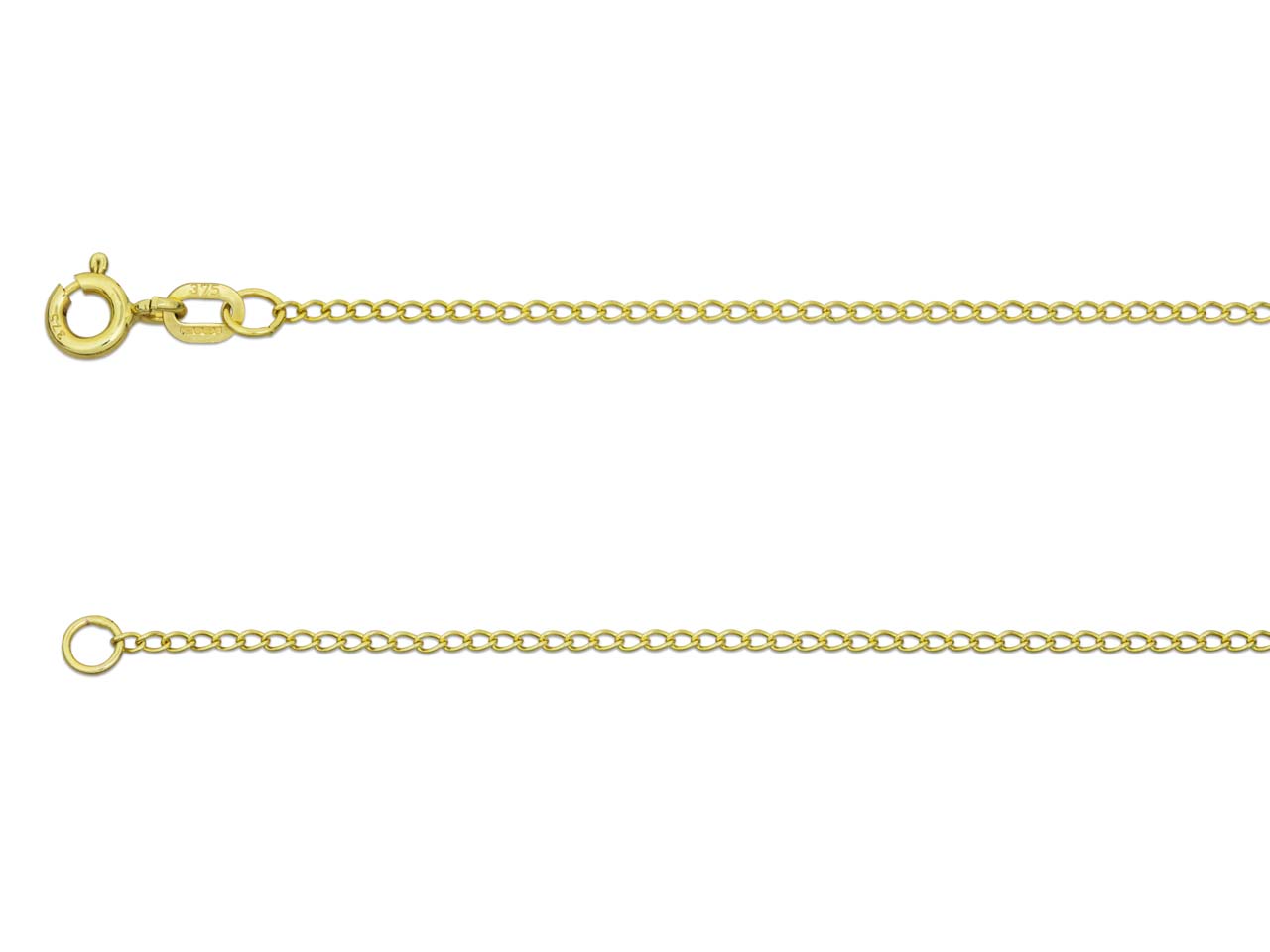 9ct Yellow Gold 1.5mm Fine Curb Chain